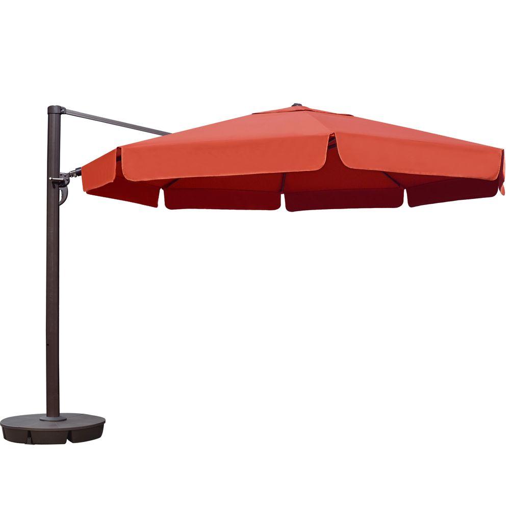 Island Umbrella Victoria 13 Ft Octagonal Cantilever With Valance Patio Umbrella In Terra Cotta Sunbrella Acrylic Nu6790 The Home Depot