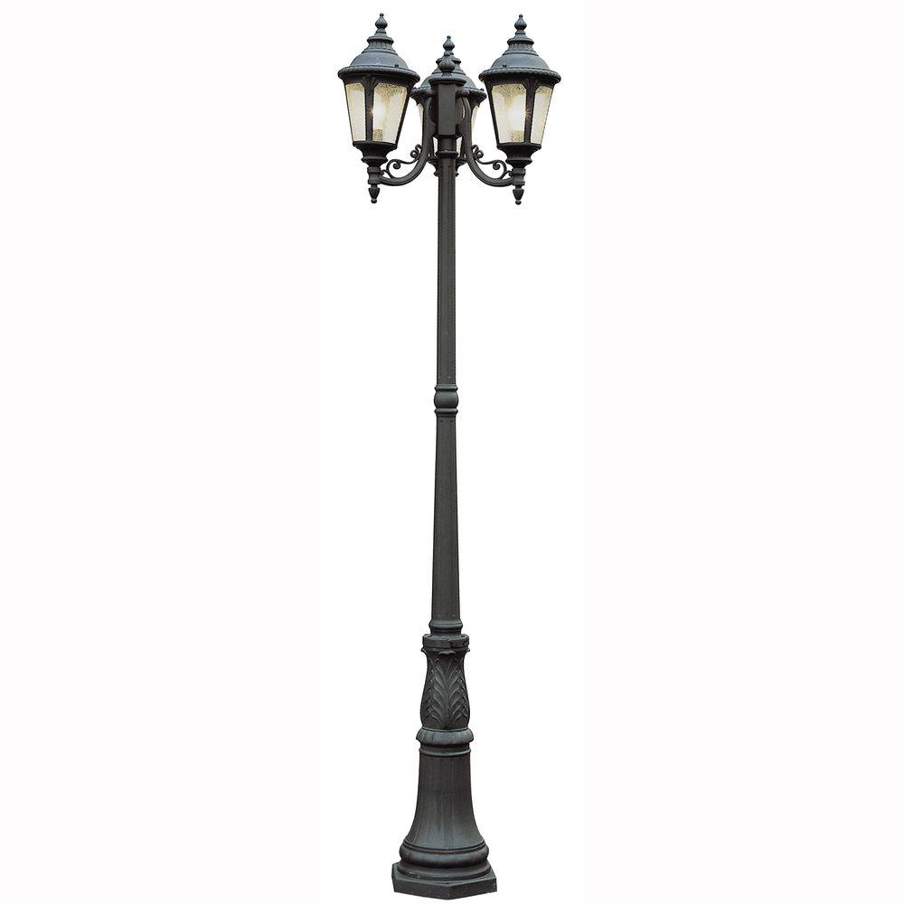 Bel Air Lighting Breeze Way 3 Light Outdoor Black Post Lantern With Seeded Gl Bel Air Lighting Breeze Way 3 Light Outdoor Black Post Lantern With Seeded Gl