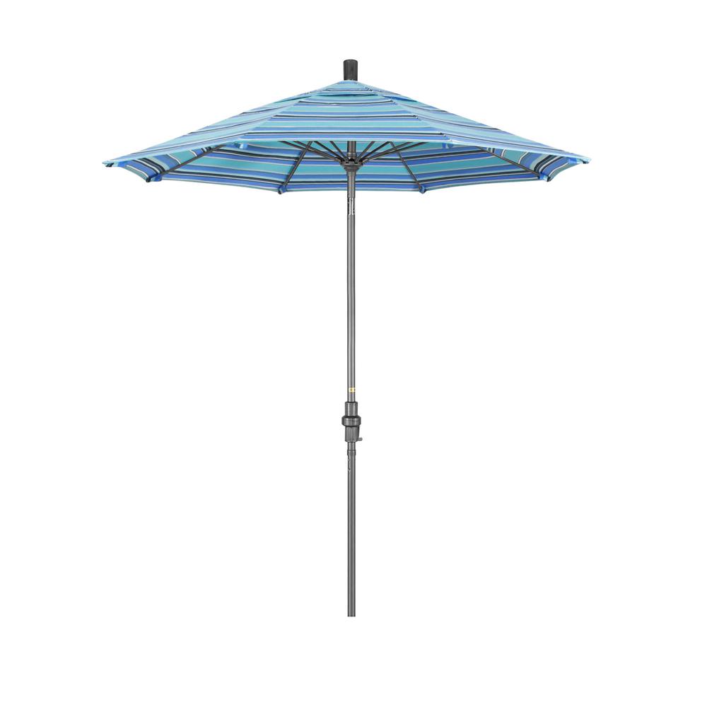 California Umbrella 7.5 ft. Grey Aluminum Market Collar Tilt Crank Lift