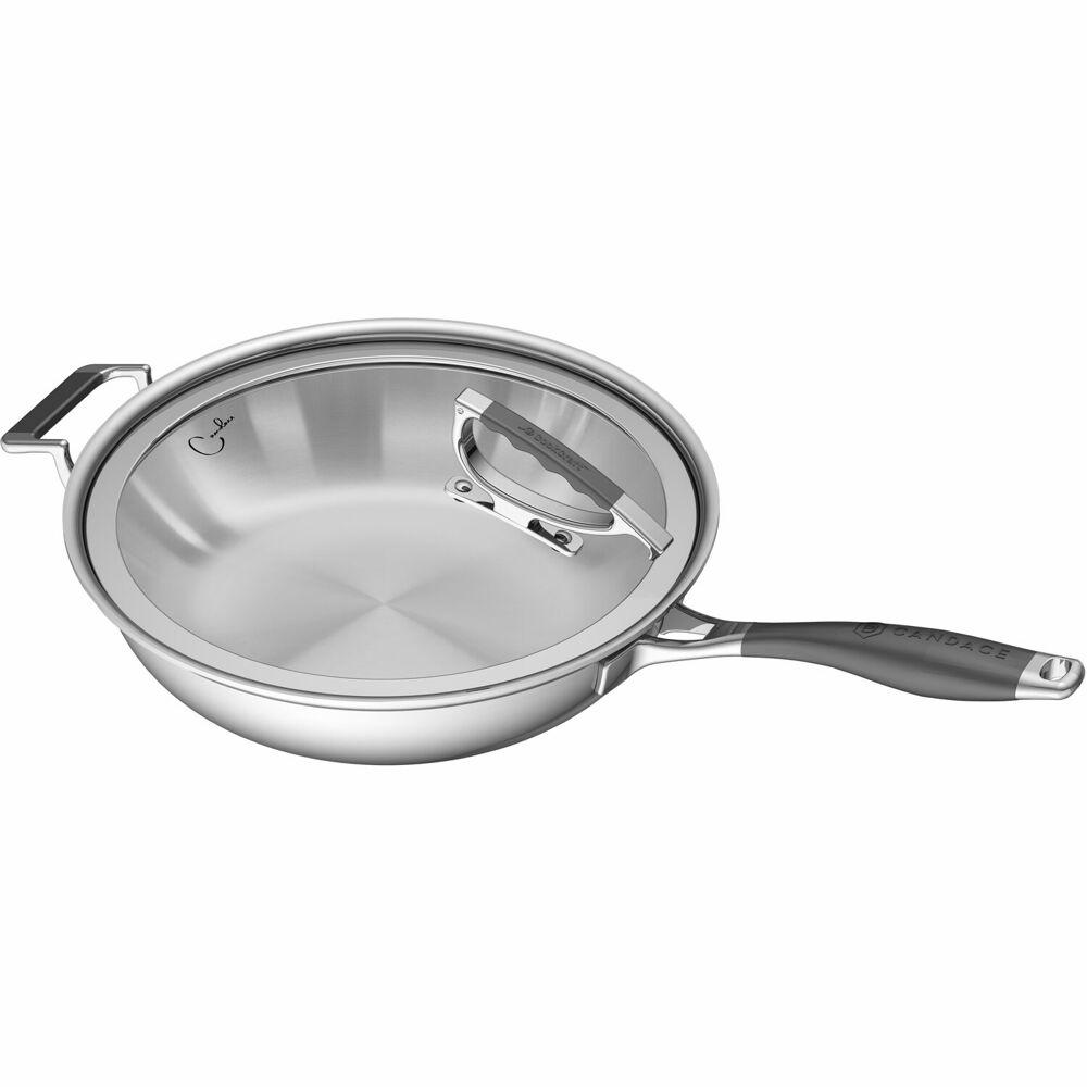 Cookcraft By Candace Cookcraft By Candace 16 5 In Stainless Steel Skillet With Glass Lid Ccb 4004 13 The Home Depot