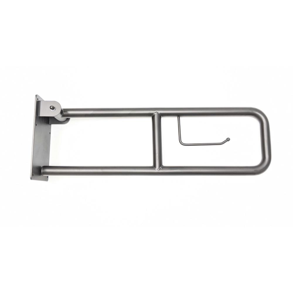 CSI Bathware 29 in. FlipUp Grab Bar with Toilet Paper Holder in Matte