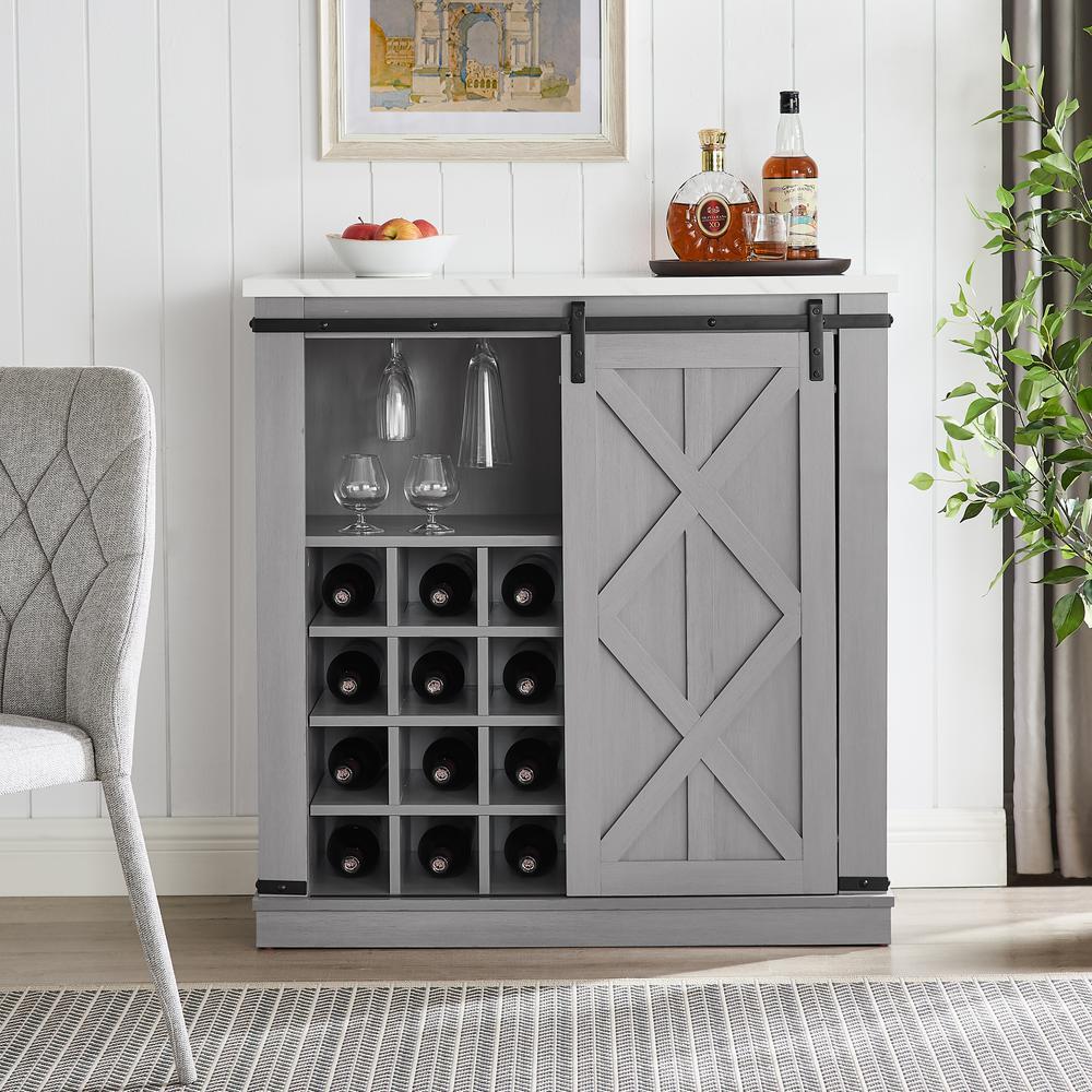 37" Buffet Bar Cabinet Gray - Home Essentials