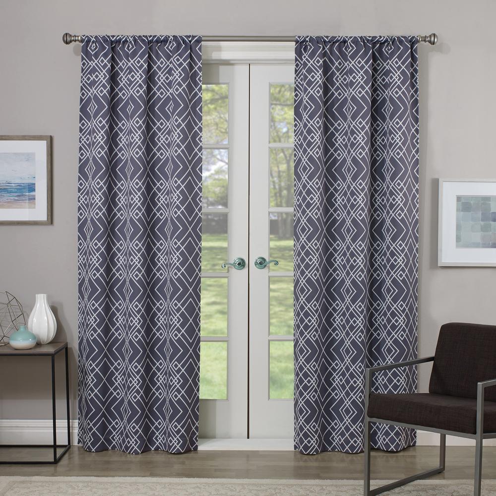 Eclipse Blackout Paloma 95 In L Charcoal Rod Pocket Curtain