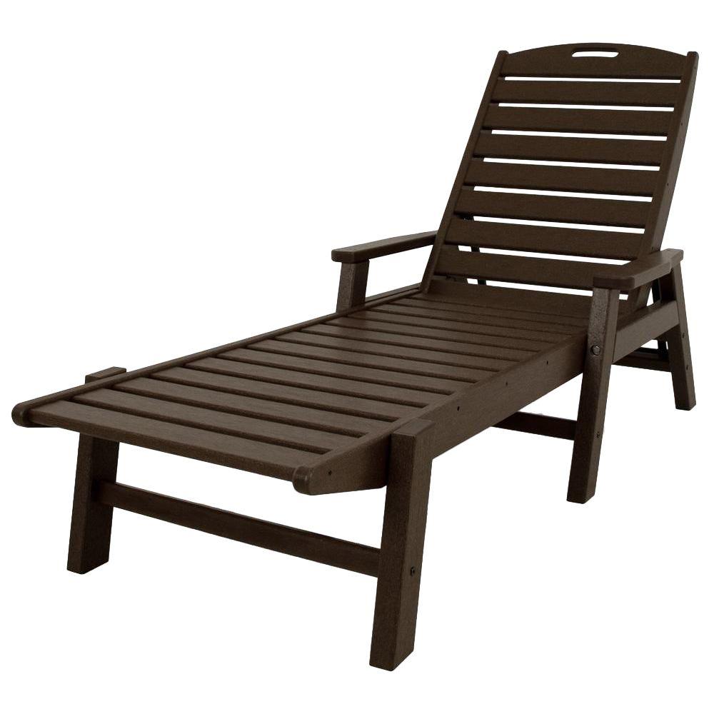 POLYWOOD Nautical Mahogany Stackable Plastic Outdoor Patio Chaise LoungeNCC2280MA  The Home Depot