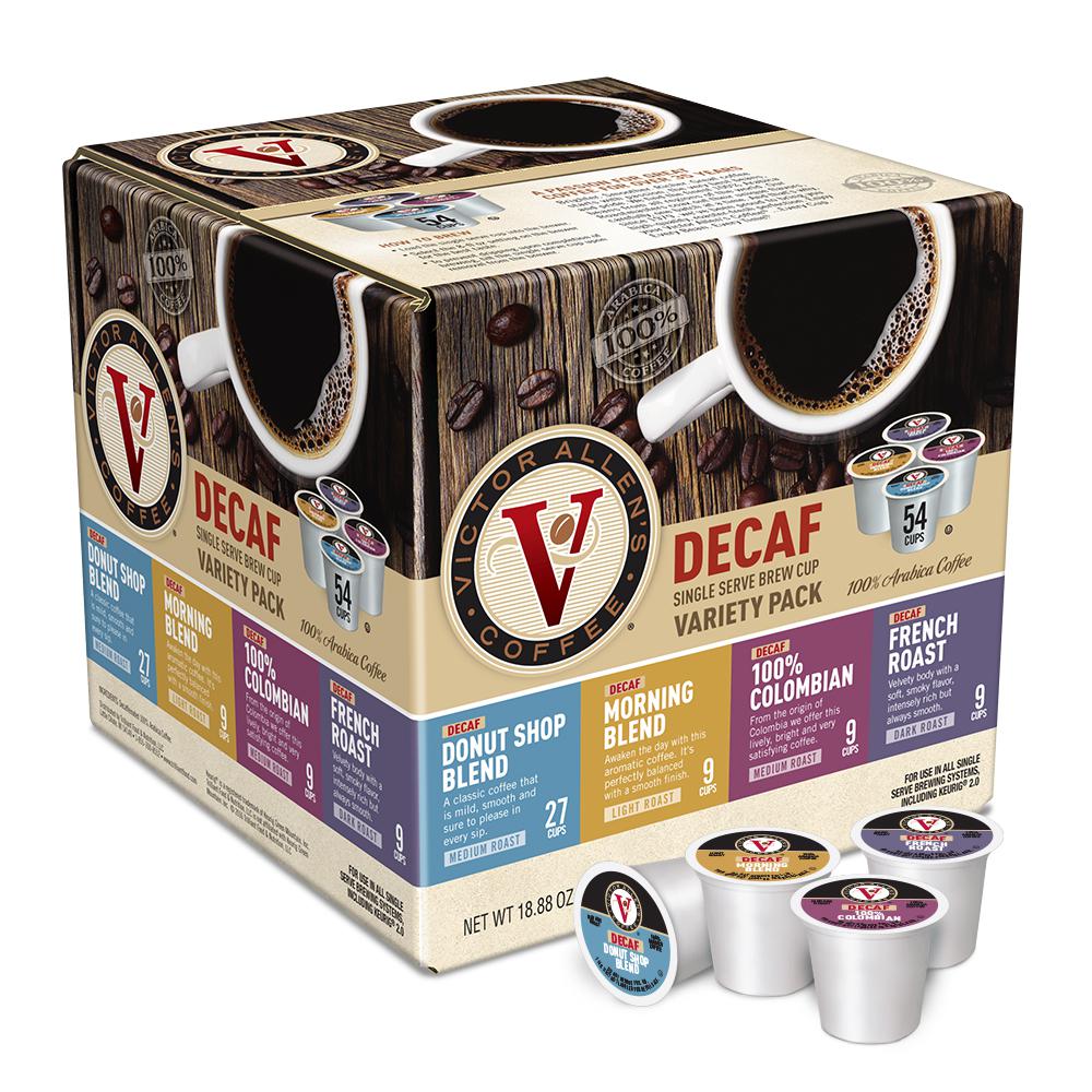 Victor Allen S Variety Pack Assorted Flavors Decaf Coffee Single Serve Cups 54 Pack Fg The Home Depot