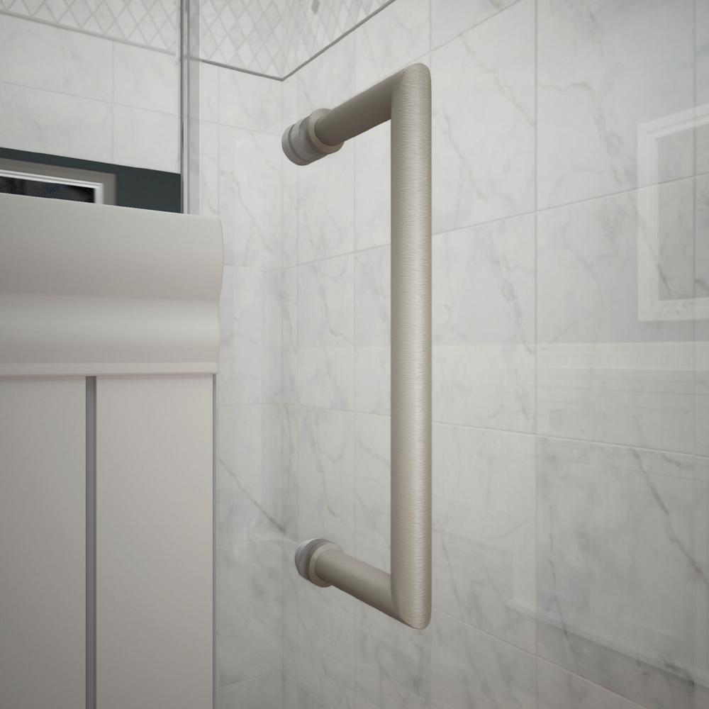 Dreamline Unidoor Plus 58 To 58 5 In X 72 In Frameless Hinged Shower Door In Brushed Nickel Shdr 245807210 04 The Home Depot