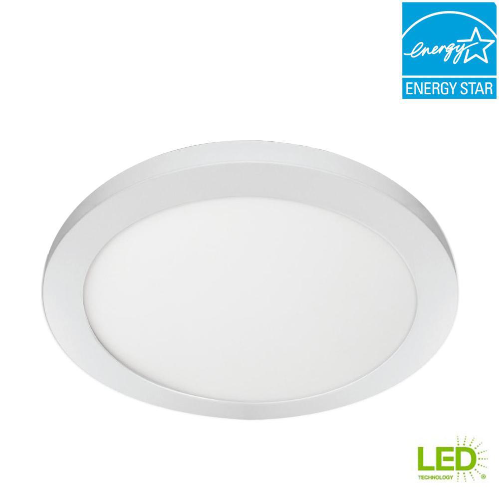 Commercial Electric 11 In 12 5 Watt Dimmable White Integrated Led 12 5 Watt Dimmable White Integrated Led Edge Lit Round