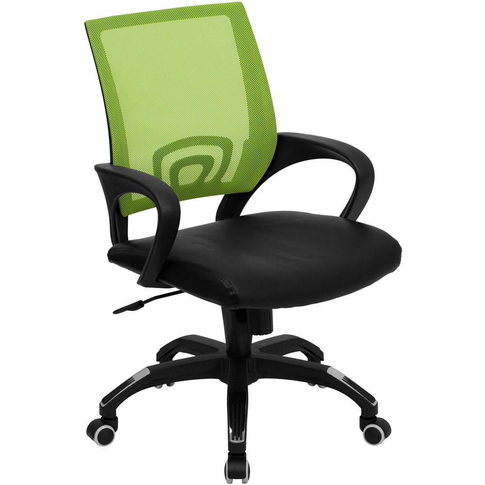Flash Furniture Mid Back Green Mesh Swivel Task Chair With Black Flash Furniture Mid Back Green Mesh Swivel Task Chair With Black Leather Padded Seat