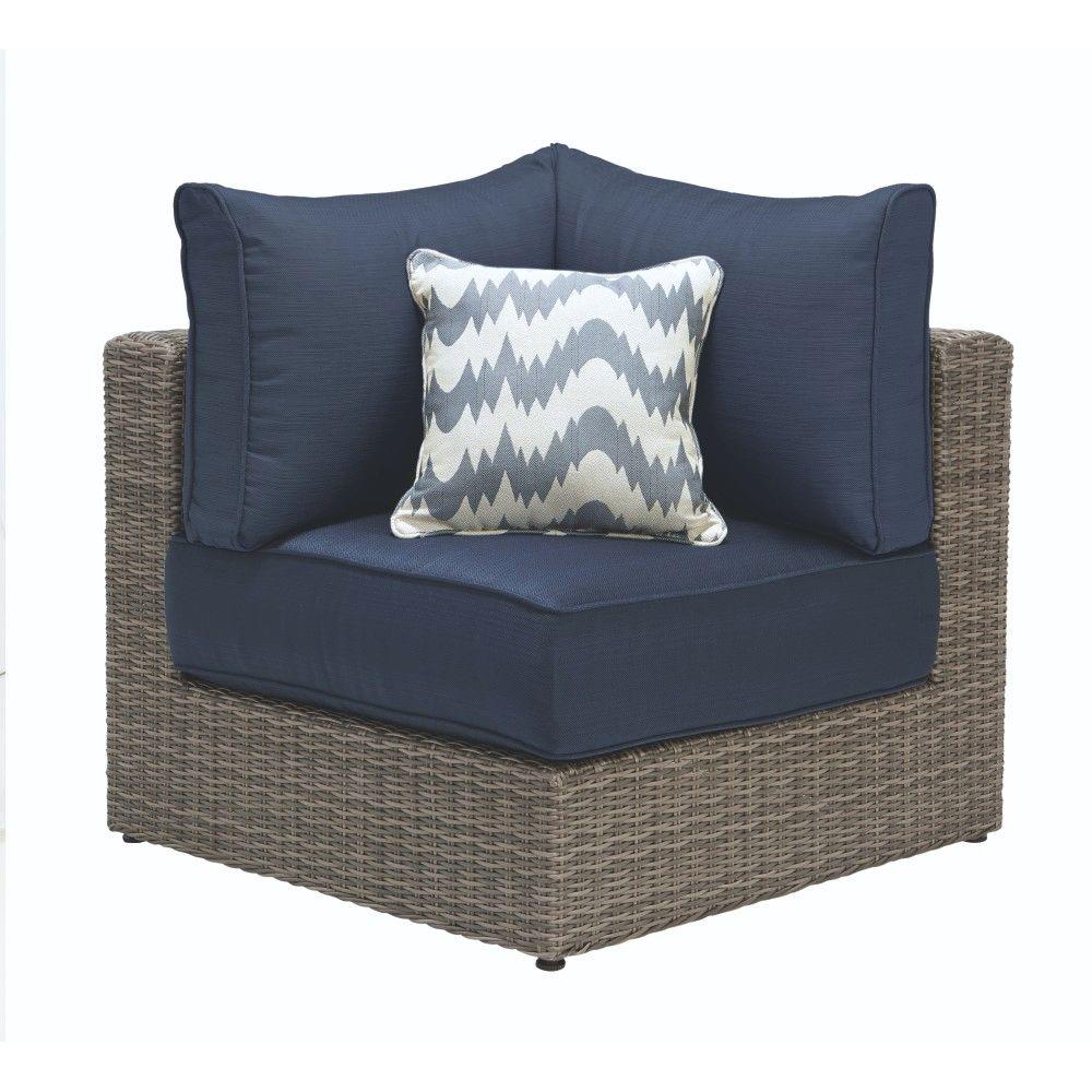 Home Decorators Collection Naples Grey All Weather Wicker Corner Home Decorators Collection Naples Grey All Weather Wicker Corner Outdoor Sectional Chair With Hinged Cushions In Navy Frs50627l H The Depot