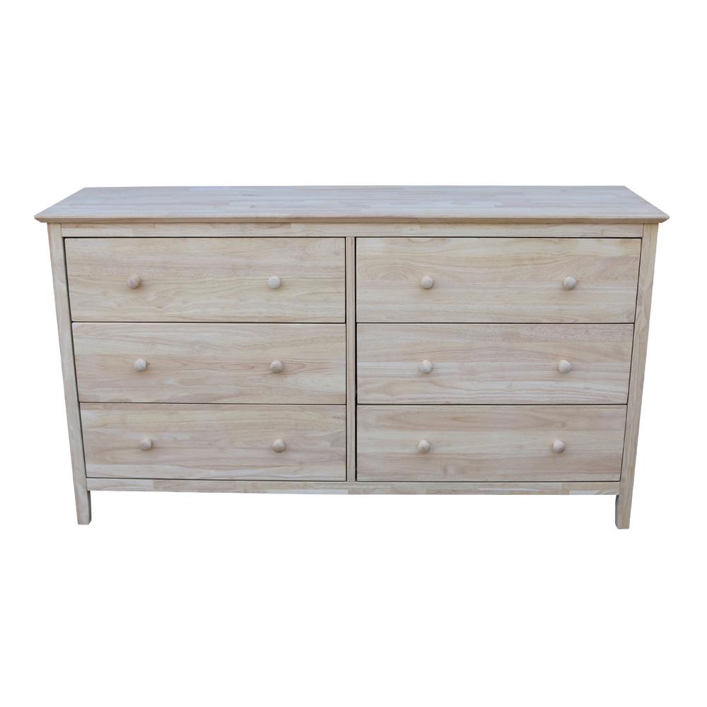 International Concepts Brooklyn 6 Drawer Unfinished Wood Dresser Bd Brooklyn 6 Drawer Unfinished Wood Dresser