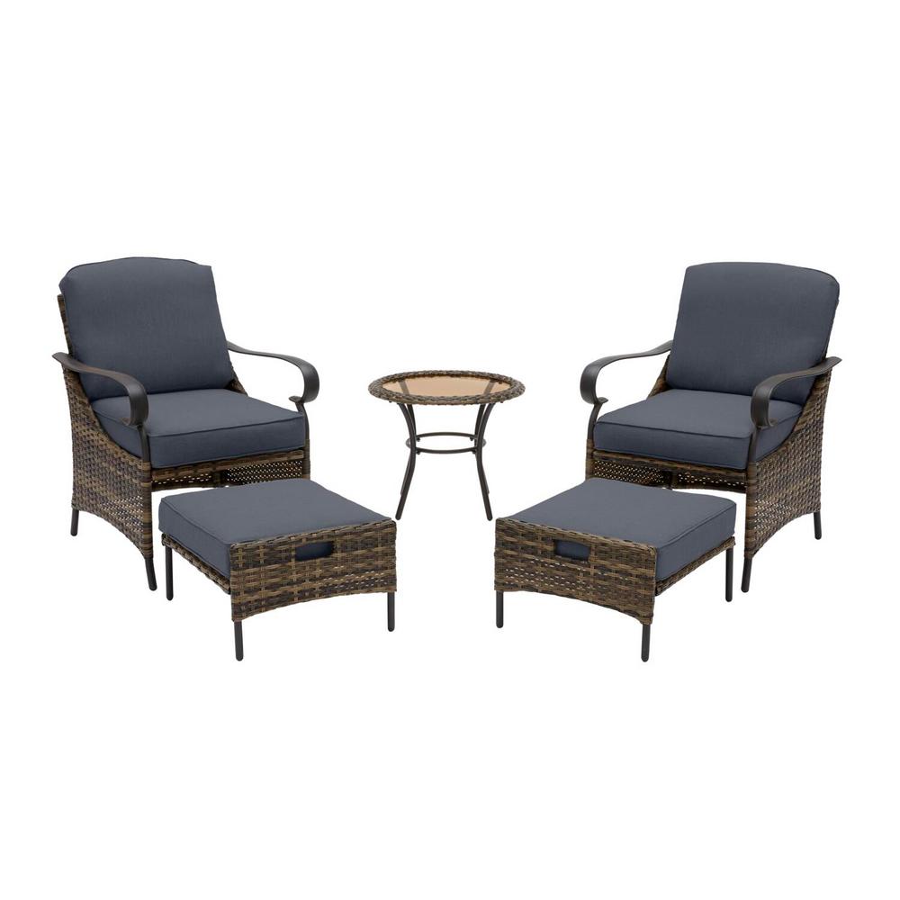 Hampton Bay Layton Pointe 5 Piece Brown Wicker Outdoor Patio 5 Piece Brown Wicker Outdoor Patio