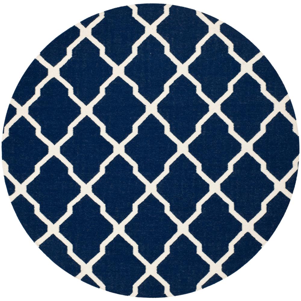 Safavieh Dhurries Navy/Ivory 6 ft. x 6 ft. Round Area RugDHU634D6R