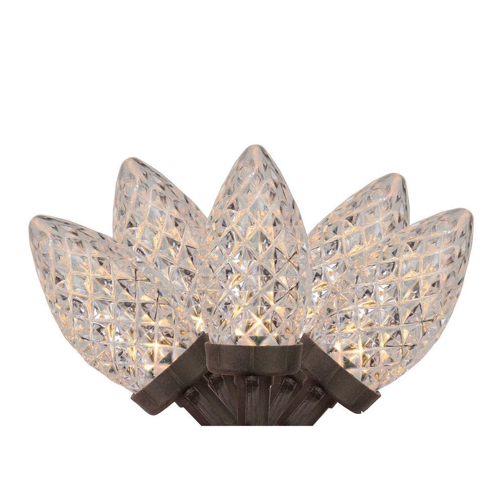 C9 Plug In Indoor Outdoor String Lights Set Of 100 Warm White Faceted Led C9 Lights Brown Wire