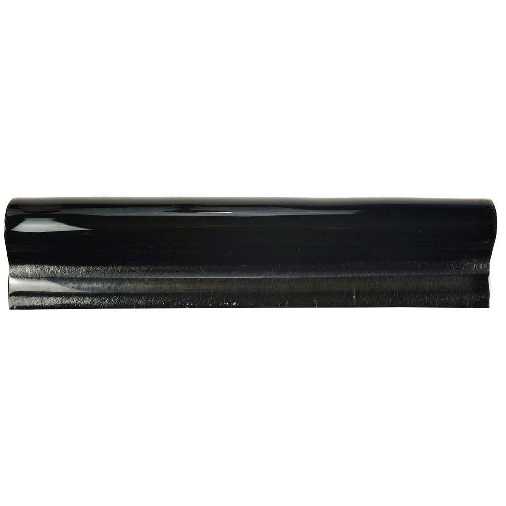 Rectangle Gl Black Tile Flooring The Home Depot Tessera Black 1 7 8 In X
