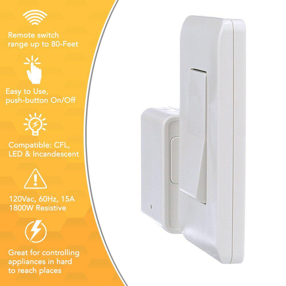 Woods 8 Amp Indoor Plug In Wireless Wall Switch Light Control White 59773wd The Home Depot - Wireless Wall Switch Remote For Indoor Light Control Woods 8 Amp Indoor Plug In Wireless Wall Switch Light Control White 59773wd The Home Depot - Wireless Wall Switch Remote For Indoor Light Control