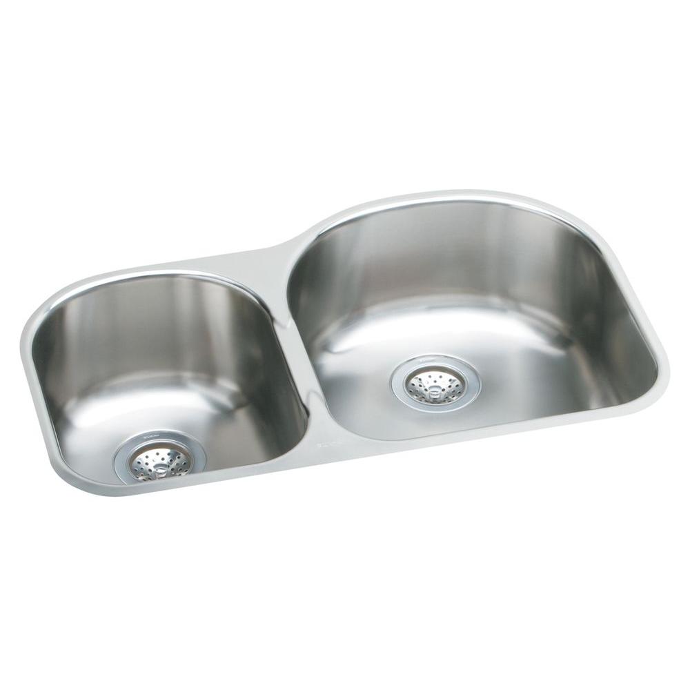 Elkay Undermount Stainless Steel 31 In Double Bowl Kitchen Sink