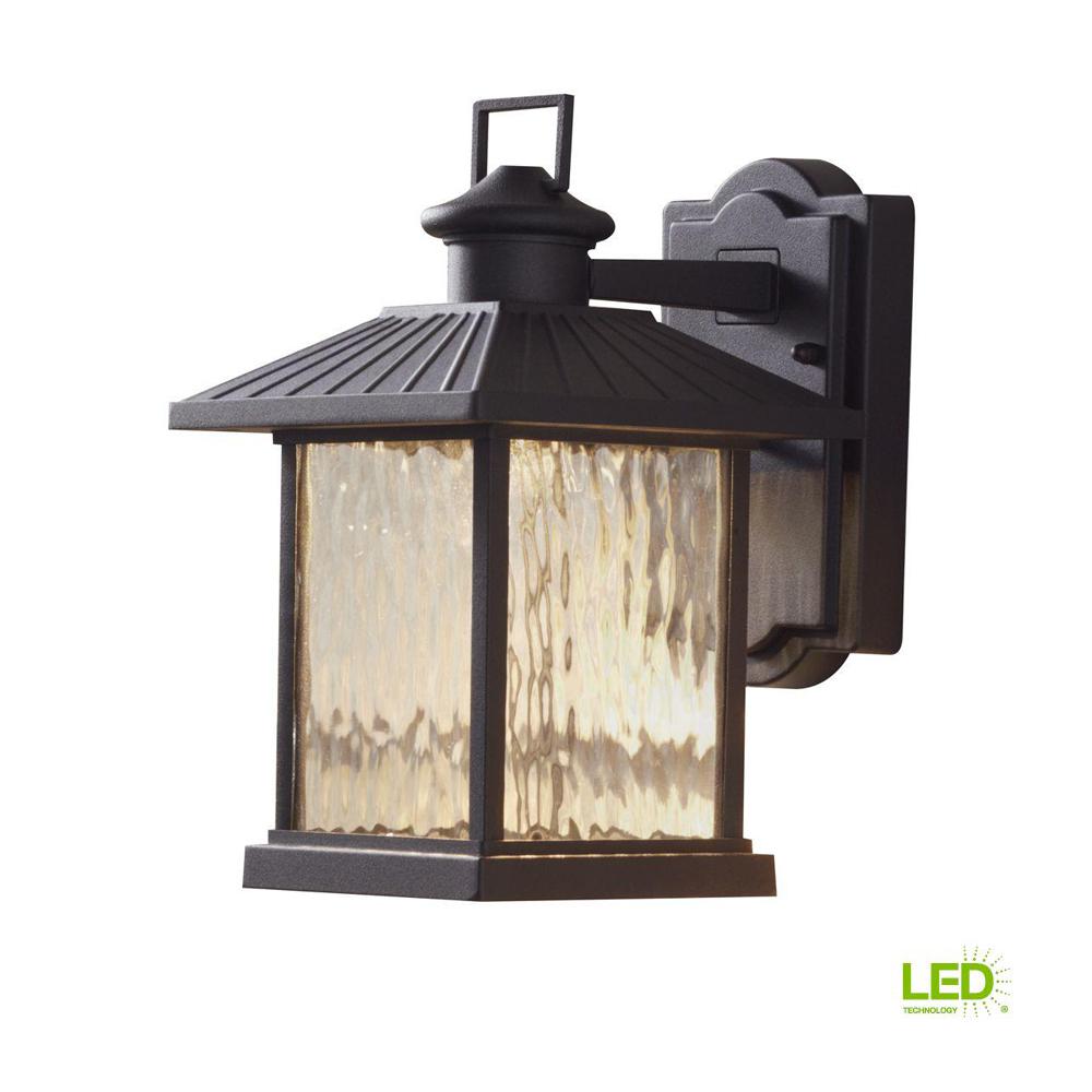 Lumsden 7 inch Black Outdoor Integrated LED Wall Mount Lantern with Photocell