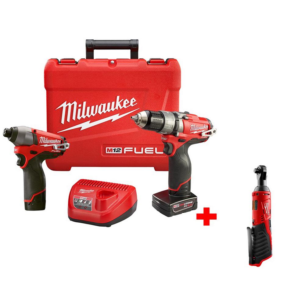 Milwaukee M12 FUEL 12Volt LithiumIon 1/2 in. Cordless Hammer Drill