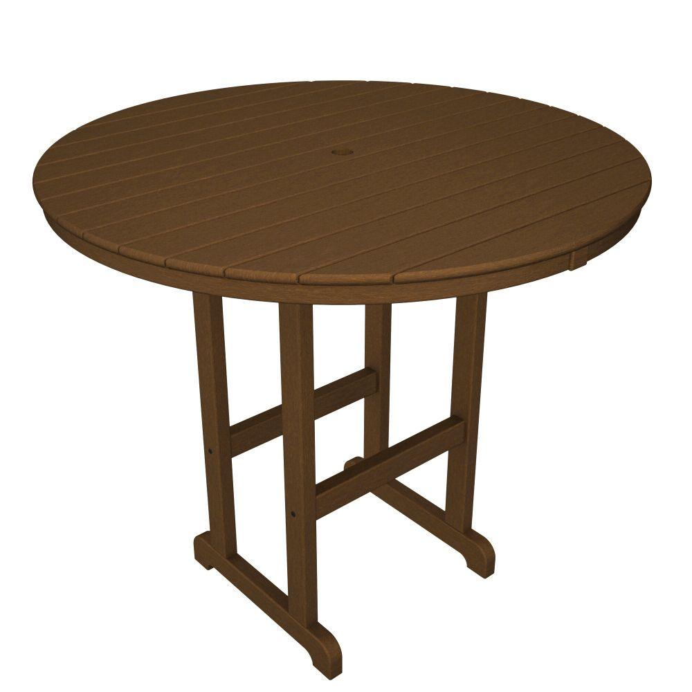 POLYWOOD La Casa Cafe 48 In. Teak Round Patio Counter Table-RRT248TE ...