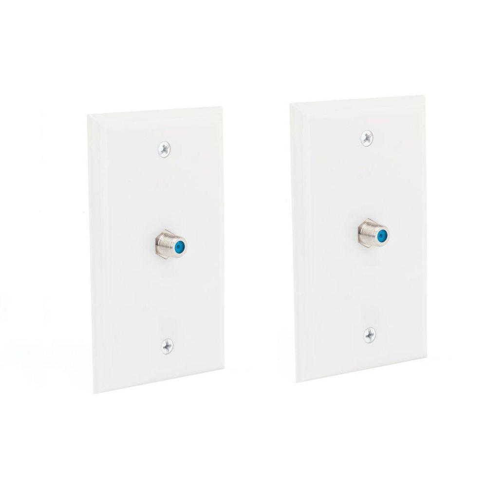 Commercial Electric 1 Gang Coaxial Cable Wall Plate, Light Almond (2