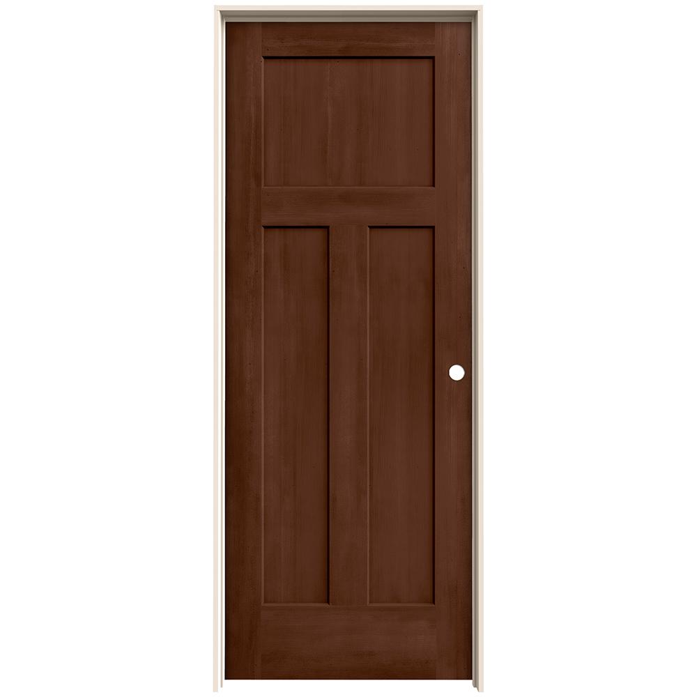 Jeld Wen 32 In X 80 In Craftsman Milk Chocolate Stain Left Hand