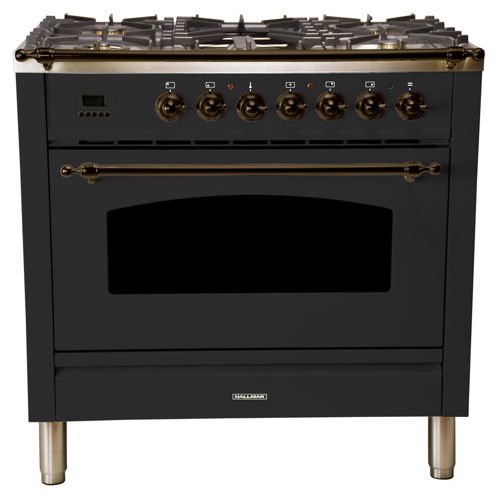 Hallman 36 In 3 55 Cu Ft Single Oven Dual Fuel Italian Range