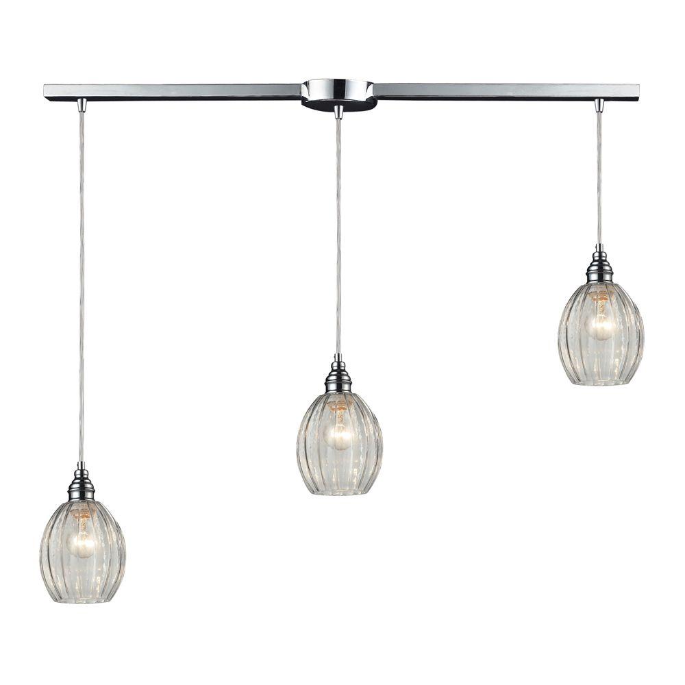 Titan Lighting Refraction 3 Light Polished Chrome Ceiling Mount Pendant Tn 7116 The Home Depot