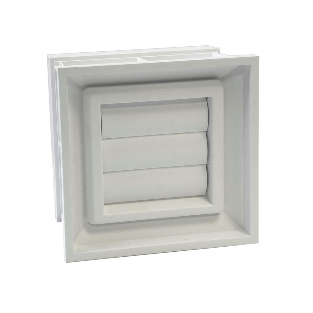 Seves 7.75 in. x 7.75 in. Convertible Glass Block Dryer Vent in White ...