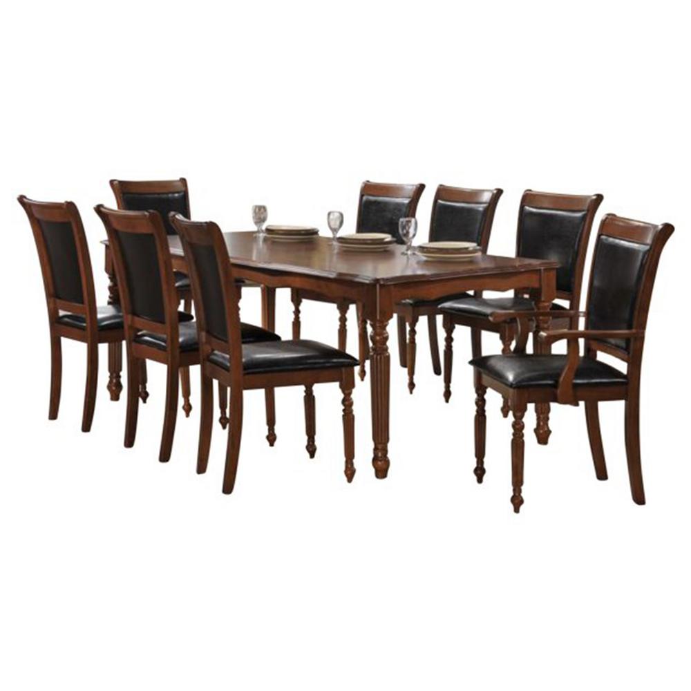 Indoor Black And Brown Traditional 9 Piece Dining Set With A Solid Rectangular Table Indoor Black And Brown Traditional 9 Piece Dining Set With A Solid Rectangular Table