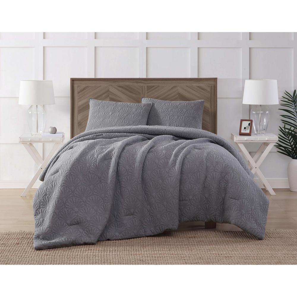 Antik Batik Ocean Washed Cotton Quilted Top Gray Full Queen Antik Batik Ocean Washed Cotton Quilted Top Gray Full Queen Comforter Set