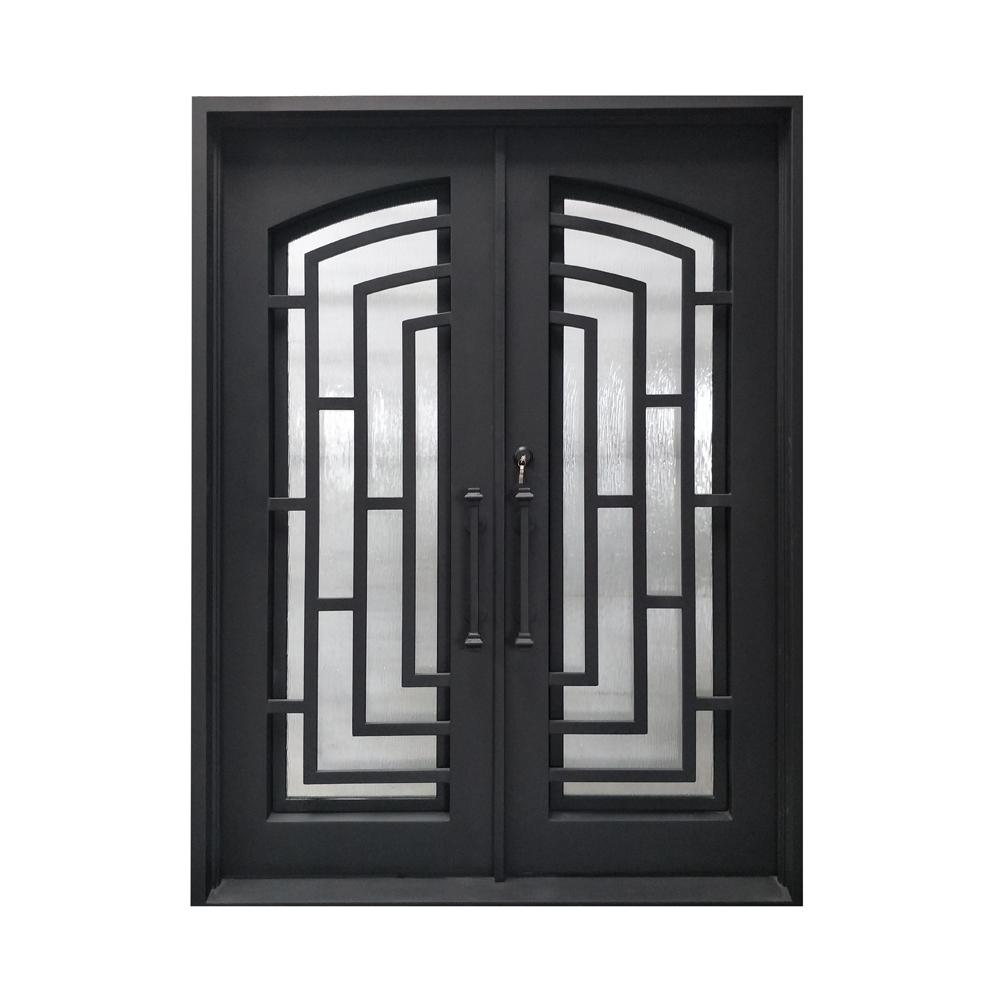 72 In X 96 In Matte Black Right Hand Inswing With 3 4 Lite Clear Double Glazed Glass Iron Prehung Front Door