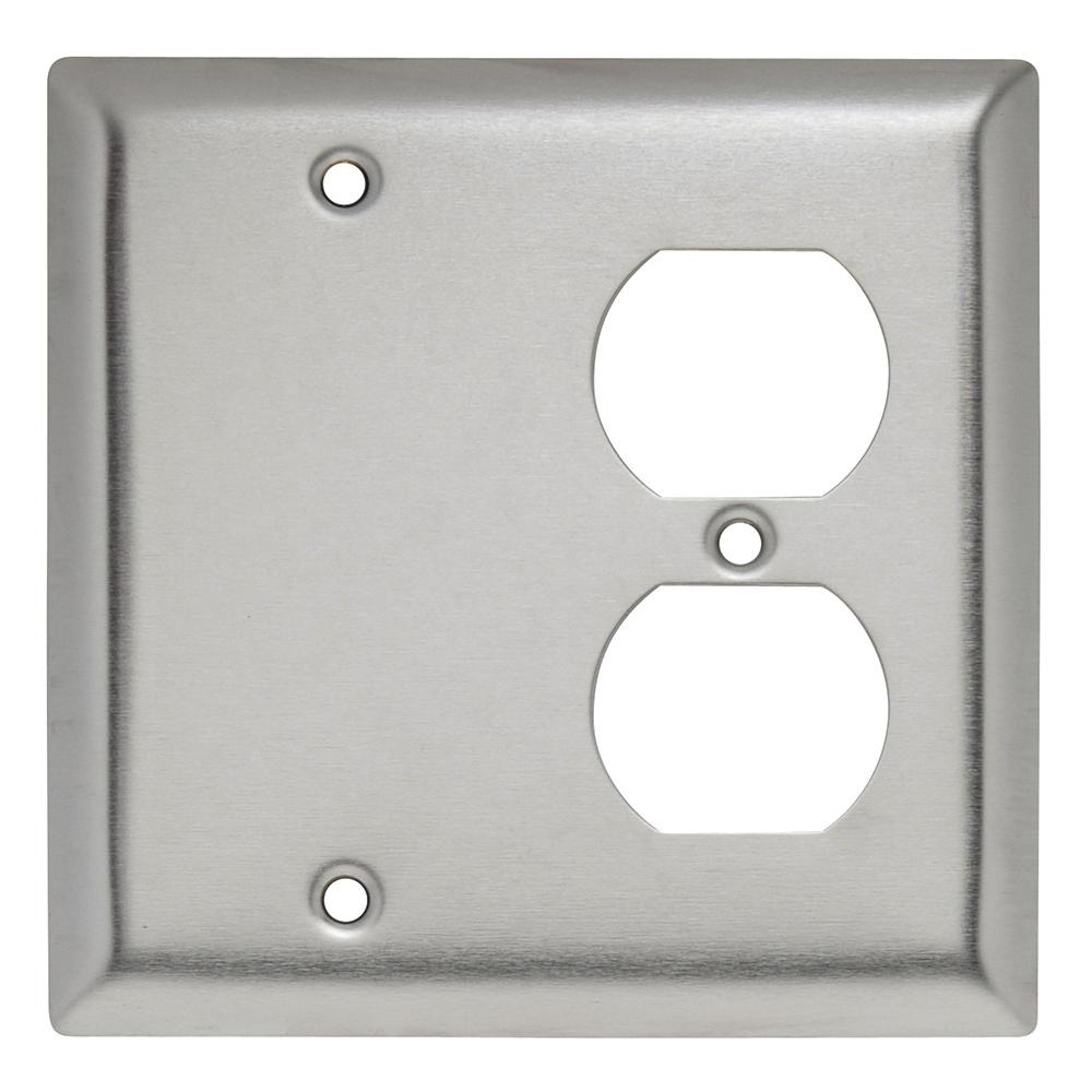 Legrand Stainless Steel 2Gang 1Duplex/1Blank Wall Plate (1Pack