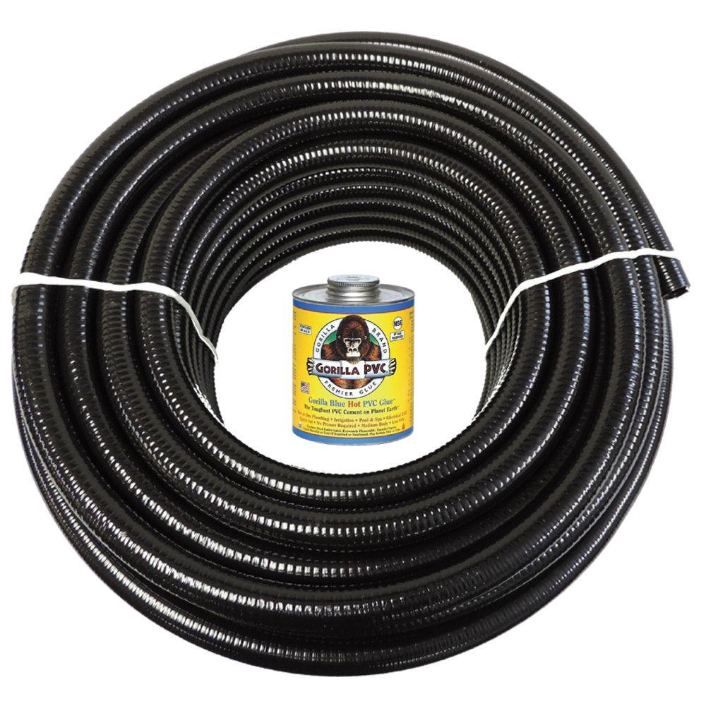 HydroMaxx 1 in. x 10 ft. Black PVC Schedule 40 Flexible Pipe with