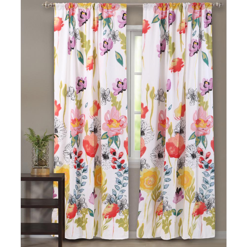 Watercolor Dream Multi Sheer Polyester Window Panel Pair 42 In