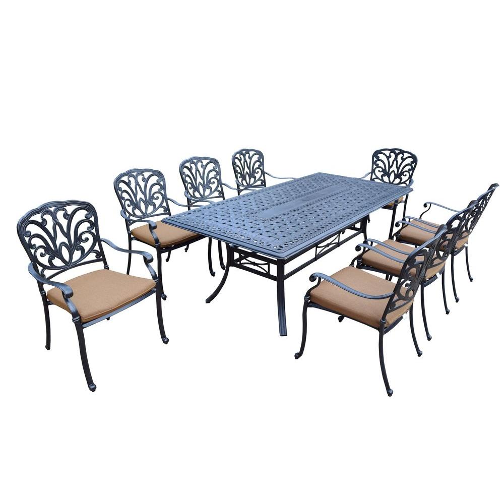 Oakland Living Cast Aluminum 9 Piece Rectangular Patio Dining Set Oakland Living Cast Aluminum 9 Piece Rectangular Patio Dining Set With Sunbrella Cushions