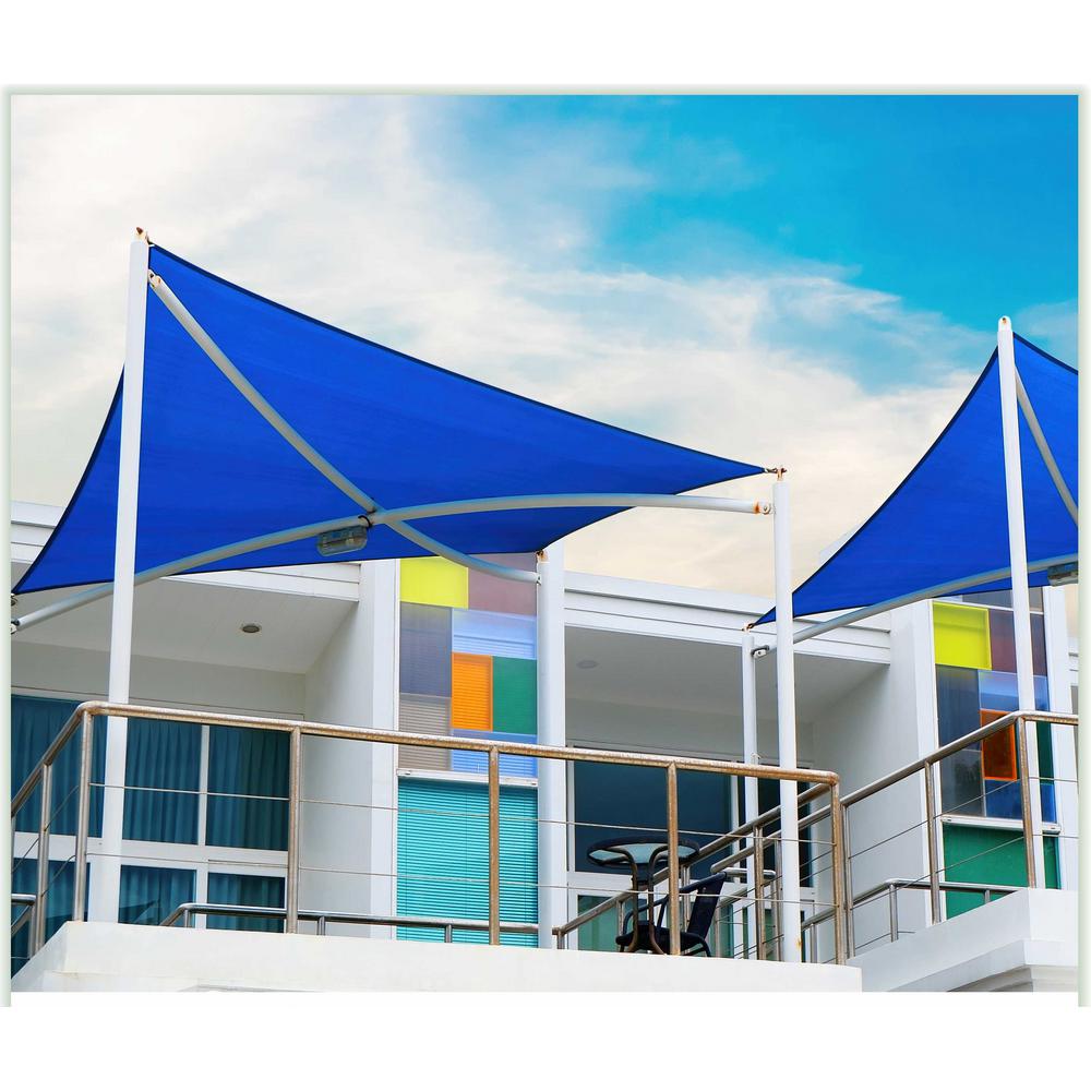 Colourtree 20 Ft X 20 Ft 190 Gsm Blue Equilateral Triangle Sun Shade Sail Screen Canopy Outdoor Patio And Pergola Cover Tapt20 6 The Home Depot