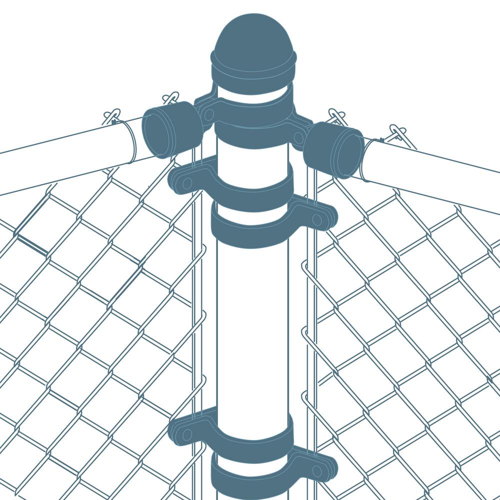 Galvanized Corner Post Kit For Chain Link Fence 23/8 in. Prevents Rust