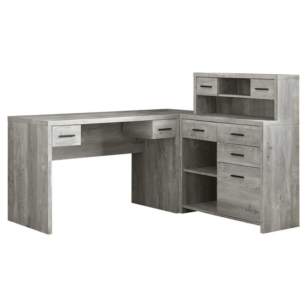 Homeroots 62 75 In Gray L Shaped 8 Drawer Computer Desk With