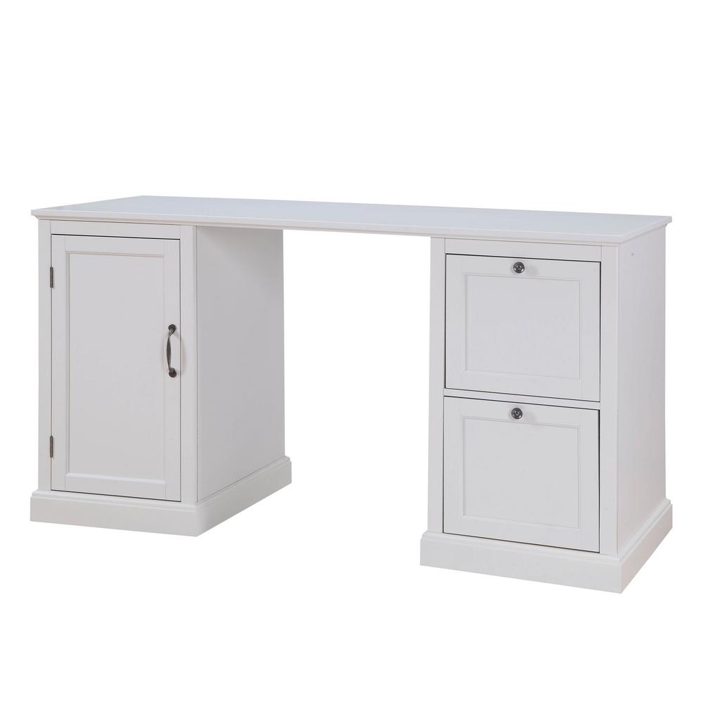 Solid Wood White Computer Desk Desks Home Office Furniture Arbor 2 Drawer White Desk