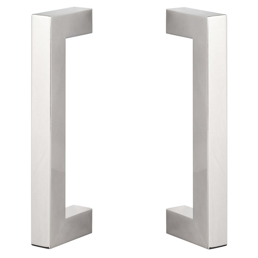 Sure Loc Hardware 9in Polished Chrome Sliding Door Modern Double Sided Square Barn Door Handle