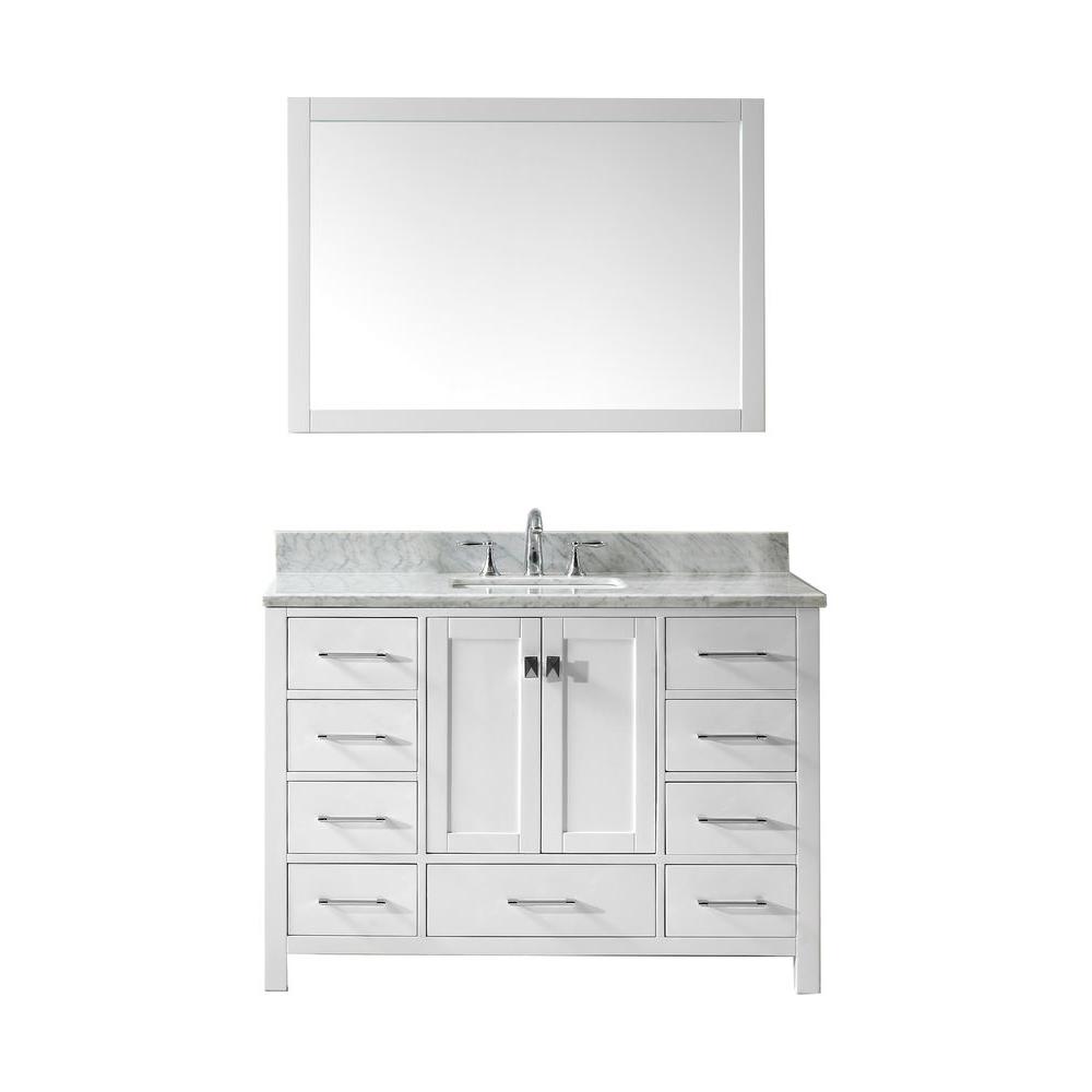 Virtu Usa Ine Avenue 48 In W Bath Vanity White With Marble Top Square Basin And Mirror Gs 50048 Wmsq Wh The Home Depot - Karson 36 Single Bathroom Vanity Set With Mirror Virtu Usa Ine Avenue 48 In W Bath Vanity White With Marble Top Square Basin And Mirror Gs 50048 Wmsq Wh The Home Depot - Karson 36 Single Bathroom Vanity Set With Mirror