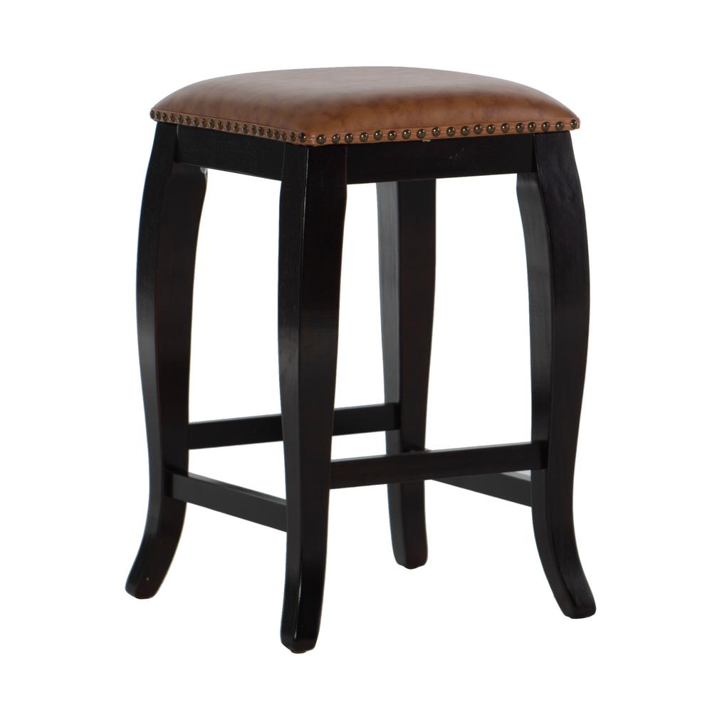 Linon Home Decor San Francisco 24 in. Brown Wenge Cushioned Bar Stool