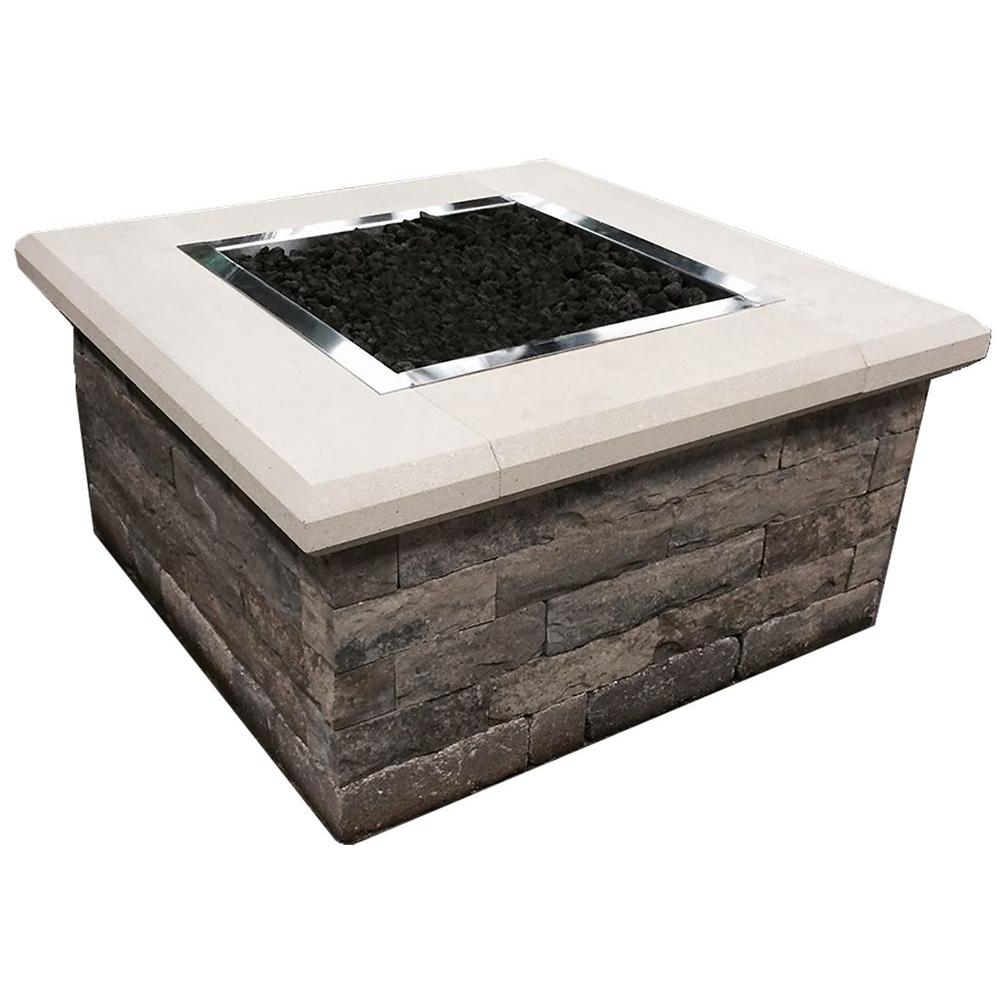 Oldcastle 24 in. x 44 in. x 44 in. Stone Natural Gas Fire Table