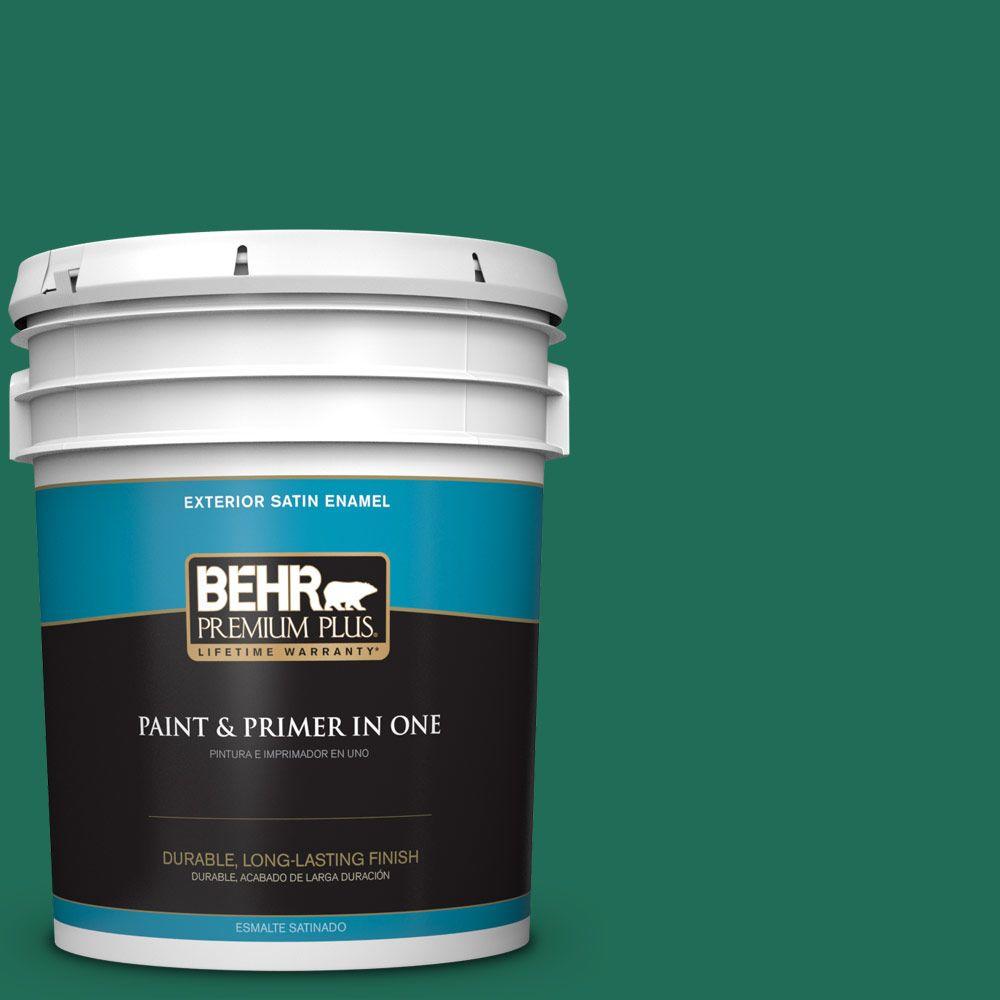 BEHR Premium Plus 5gal. P4307 Sparkling Emerald Satin Enamel