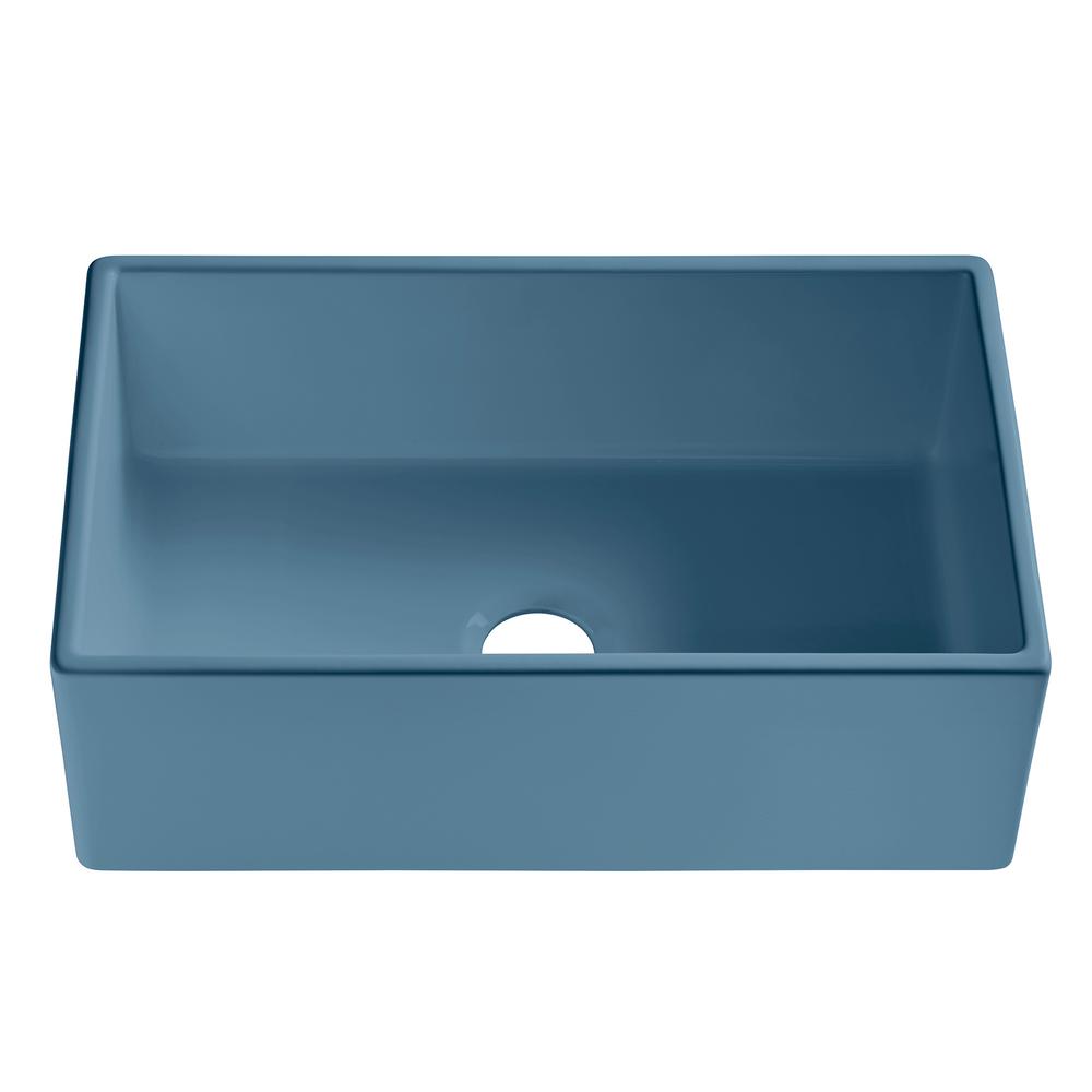 SINKOLOGY Bradstreet II Farmhouse Apron Front Fireclay 30 In Single   Oceanside Matte Blue Sinkology Farmhouse Kitchen Sinks Sk499 30fc Mbu 64 1000 