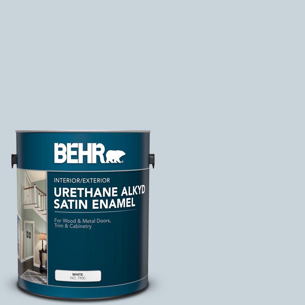 Behr 1 Gal N480 Light Drizzle Urethane Alkyd Satin Enamel Interior Exterior Paint