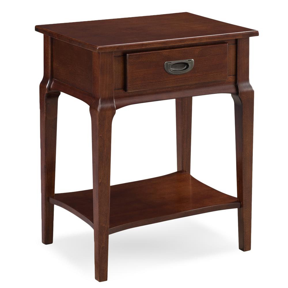 Leick Home Stratus Hardwood Nightstand With Drawer 22022 The Home Depot