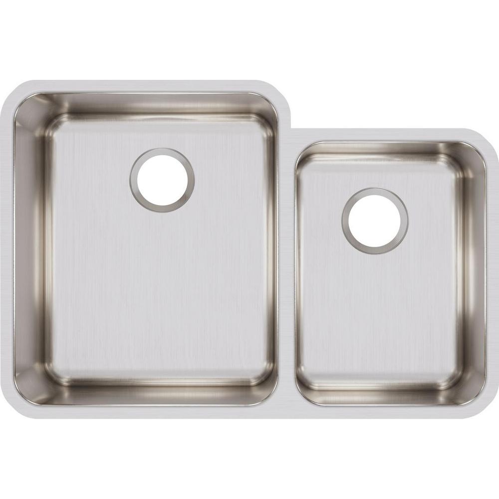 Elkay Lustertone Undermount Stainless Steel 31 In Square Offset Double Bowl Kitchen Sink With 10 In Bowls