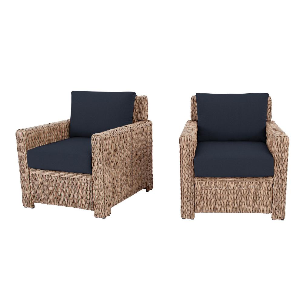 hampton wicker cushionguard cushions laguna midnight bay tan patio navy point natural lounge stationary chair pack piece outdoor homedepot