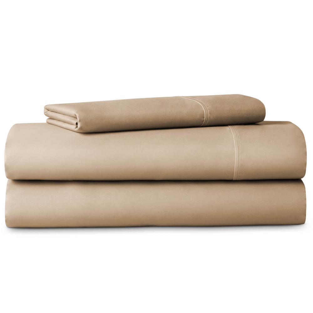 Lucid 3 Piece Tan 600 Thread Count Cotton Blend Twin Sheet Set 3 Piece Tan 600 Thread Count Cotton Blend Twin Sheet Set